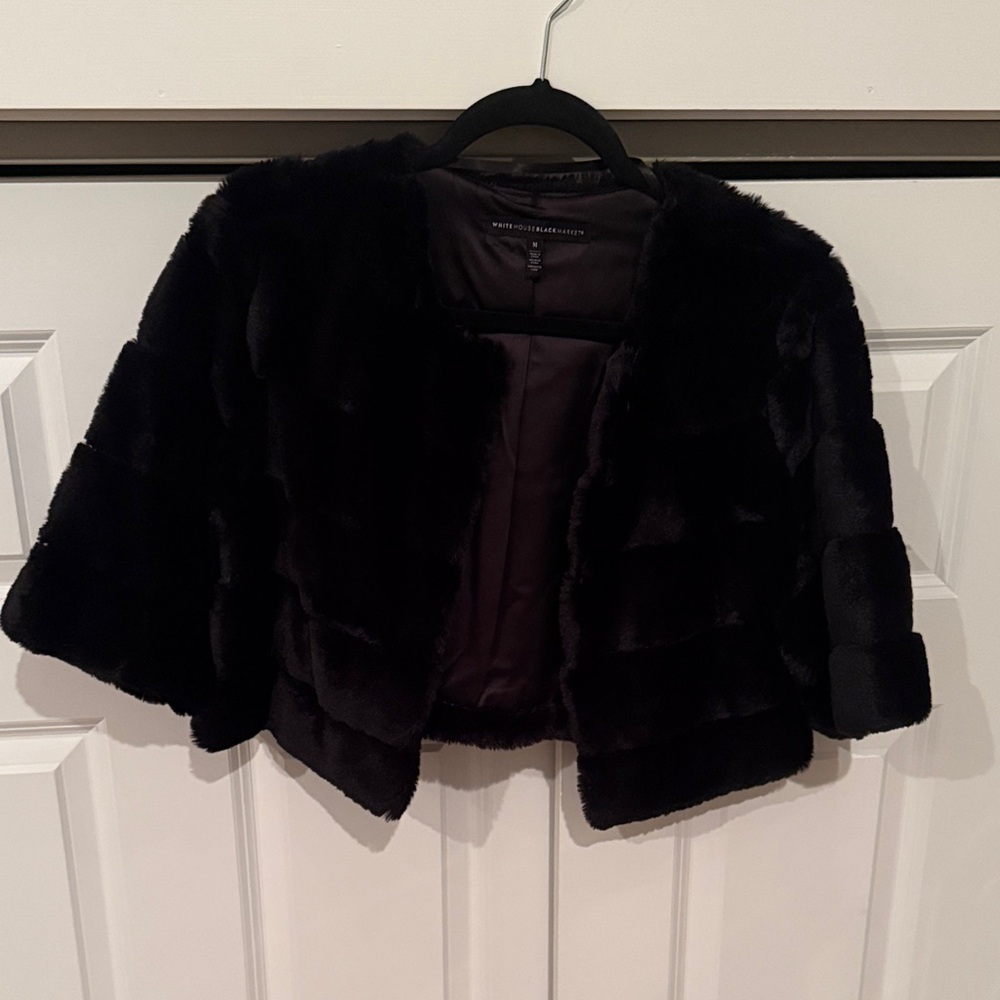 White House Black Market Luxe Black Teddy Jacket